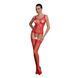 Бодістокінг Passion ECO BS007 red, з доступом, силуетний малюнок, імітація підв&rsquo;язок