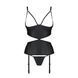 Корсет з відкритими грудьми Passion JANNIES CORSET XXL/XXXL black, стрінги в наборі