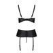 Корсет з відкритими грудьми Passion JANNIES CORSET XXL/XXXL black, стрінги в наборі