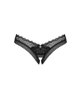 Кружевные женские трусики танга с доступом Obsessive Medilla M/L черные