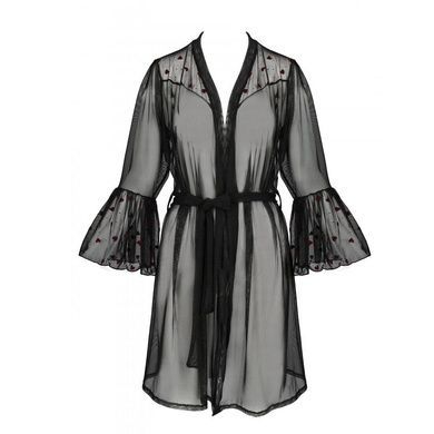 Розкішний повітряний пеньюар халат Passion Lovelia XXL/XXXL чорний