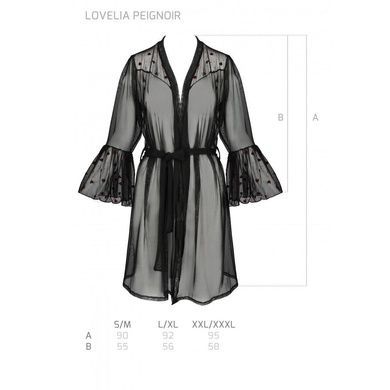 Розкішний повітряний пеньюар халат Passion Lovelia XXL/XXXL чорний