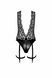 Боді Noir Handmade F297 Libido Deep-V bodysuit with collar, pearl chain and garter - 3XL