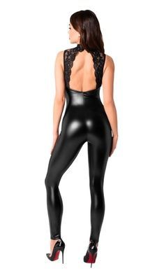 Комбінезон Noir Handmade F342 Powerwetlook and lace overall - S