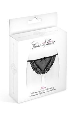 Сексуальні мереживні трусики-стрінги з перлинною ниткою Fashion Secret Катя S, M, L чорні