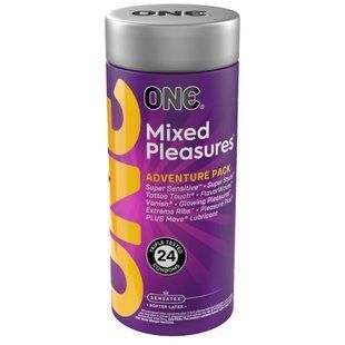 Презервативи ONE Mixed Pleasures 24 шт, подарункова упаковка тюб SX0796 фото