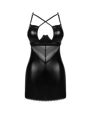 Сексуальное латексное миниплатье с откровенным декольте JSY L/XL черное