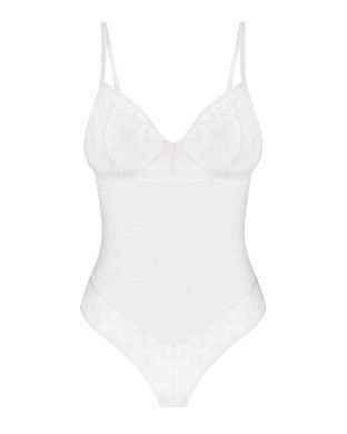 Боди Obsessive Alissium Teddy White, M/L, лиф с мягкой чашкой, высокие вырезы для ног