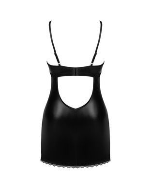 Сексуальное латексное миниплатье с откровенным декольте JSY L/XL черное