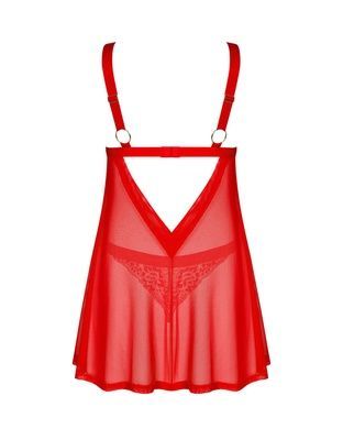 Беби-долл Obsessive Elianes babydoll & thong XL/2XL красный
