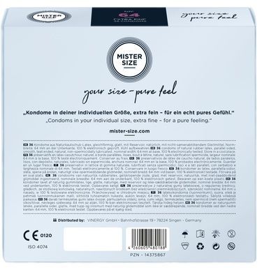 Презервативы Mister Size - pure feel - 64 (36 condoms), толщина 0,05 мм SO8054 фото