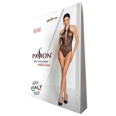 Бодістокінг з декольте Passion BS088 black, імітація корсетної шнурівки One size
