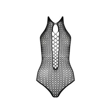 Бодістокінг з декольте Passion BS088 black, імітація корсетної шнурівки One size