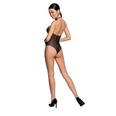 Бодістокінг з декольте Passion BS088 black, імітація корсетної шнурівки One size