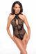 Боди Noir Handmade F314 Ego flocked mesh halter bodysuit - XXL