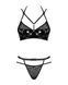Еротичний комплект під латекс зі стрепами Obsessive Bagirela 2-pcs set L/XL, чорний, під леопард, бю