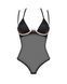 Прозрачное боди Obsessive Selinne teddy XL/2XL Black, мелкая сетка, двойные бретели