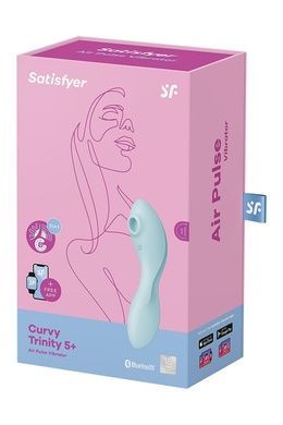Вакуумный клиторально-влагалищный смарт-вибратор Satisfyer Curvy Trinity 5 голубой SO6726 фото