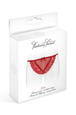 Сексуальные кружевные трусики-стринги с жемчужной нитью Fashion Secret Катя S, M, L красные