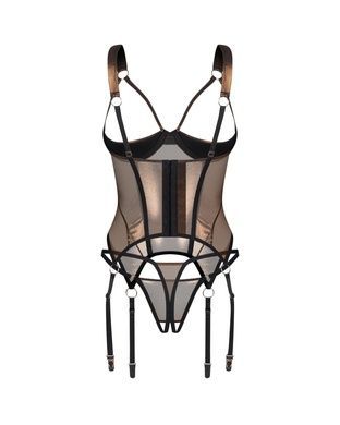Корсет Obsessive Soranna cupless corset & crotchless thong 2XL/3XL, Черный