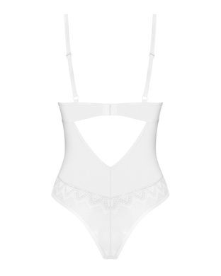 Боді Obsessive Alissium Teddy White, XL/2XL, ліф з м&rsquo;якою чашкою, високі вирізи для ніг