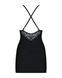 Сатиновый комплект для сна с кружевом Obsessive 828-CHE-1 chemise & thong S/M, черный