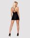 Сатиновый комплект для сна с кружевом Obsessive 828-CHE-1 chemise & thong S/M, черный