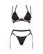 (SALE) Комплект білизни Obsessive Selinne 3-pcs set XS/S Black, бюстгальтер, стрінги пояс для панчіх