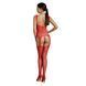 Бодістокінг Passion ECO BS008 red, з доступом, флористичний декор, імітація підв&rsquo;язок