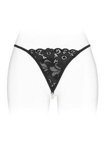 Мереживні жіночі трусики-стрінги з перлинами Fashion Secret VENUSINA S, M, L чорні