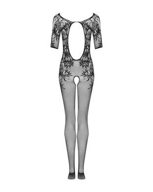 Сітчастий бодістокінг з квітковим малюнком Obsessive Bodystocking F238 S/M/L, black, з доступом