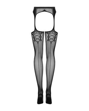 Сітчасті панчохи-стокінги зі стрілкою Obsessive Garter stockings S314 S/M/L, чорні, імітація гартері