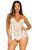 Пеньюар беби-долл Leg Avenue Floral lace babydoll & string White S, стринги