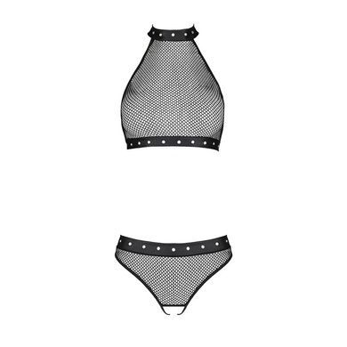 Білизна з відкритим доступом Passion MOONLIGHT SET L/XL black топ, стрінги
