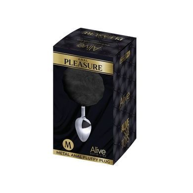 Анальная пробка с хвостом Alive Fluffy Plug M Black SO6315 фото