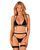 Комплект белья Obsessive Selinne 3-pcs set M/L Black, бюстгальтер, стринги пояс для чулок
