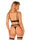Комплект белья Obsessive Selinne 3-pcs set M/L Black, бюстгальтер, стринги пояс для чулок