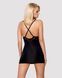 Сатиновий комплект для сну з мереживом Obsessive 828-CHE-1 chemise & thong L/XL, чорний, Пеньюар