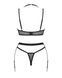 Комплект белья Obsessive Selinne 3-pcs set M/L Black, бюстгальтер, стринги пояс для чулок