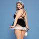 Костюм секси-горничной JSY &laquo;Горячая Кери&raquo; Plus Size Black, боди, юбка, чокер, головной убор, метелка