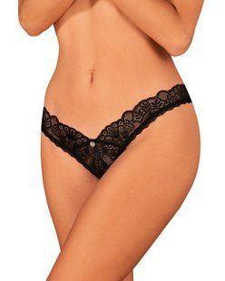 Еротичні мереживні стрінги з доступом Obsessive Donna Dream XS/S чорні