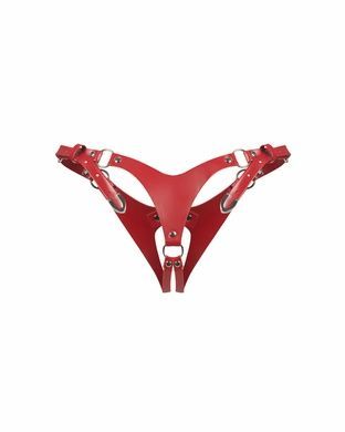 Сексуальные кожаные женские трусики Obsessive Inferro S/M/L красные