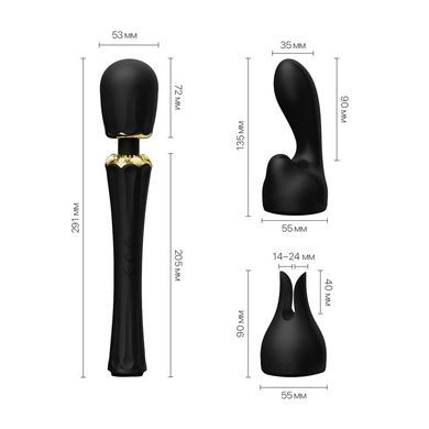 Вибромассажер с насадками Zalo Kyro Wand Obsidian Black SO6651 фото