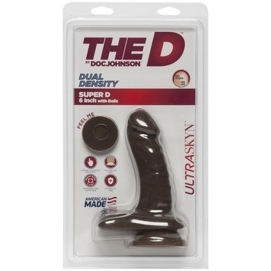 Фаллоимитатор Doc Johnson The Super D 6 Inch With Balls ULTRASKYN Chocolate, диаметр 3,8 см SO3497 фото