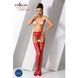 Сітчасті панчохи-стокінги Passion S016 One Size, Red, імітація ажурного пояса з гартерами