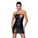 Мини платье из экокожи Passion CELINE CHEMISE XXL/XXXL, black, шнуровка, трусики в комплекте