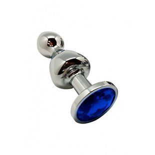 Анальна пробка Wooomy Lollypop Double Ball Metal Plug Blue M SO7422 фото