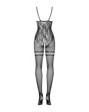 Бодістокінг Obsessive Bodystocking F213 XL/XXL, імітація мереживного боді і резинки для панчох