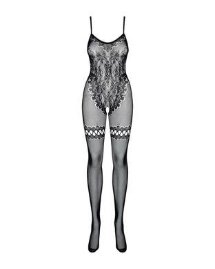 Бодістокінг Obsessive Bodystocking F213 XL/XXL, імітація мереживного боді і резинки для панчох