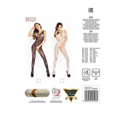 Бодістокінг Passion BS020 white, комбінезон, фантазійний візерунок S/M/L